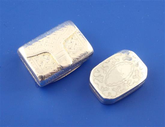 A George III silver octagonal vinaigrette by Samuel Pemberton & 1 other.